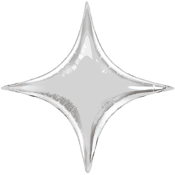 Фольгированная фигура Звезда 4х-конечная, Серебро (71 см)